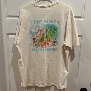 Tommy Bahama Cream T-Shirt with Tropical Graphic “Longboard Lounge”